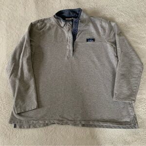 Women’s 1X LL BEAN Soft Cotton Rugby Quarter Button Pullover Gray Chambray Top